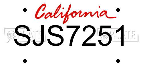 SJS7251 California License Plate