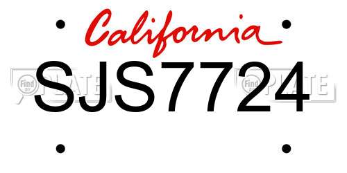 SJS7724 California License Plate