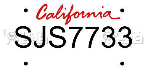 SJS7733 California License Plate
