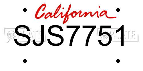 SJS7751 California License Plate