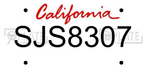 SJS8307 California License Plate