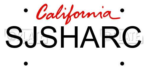 SJSHARC California License Plate