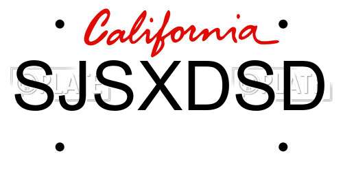 SJSXDSD California License Plate