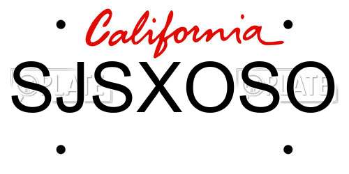 SJSXOSO California License Plate