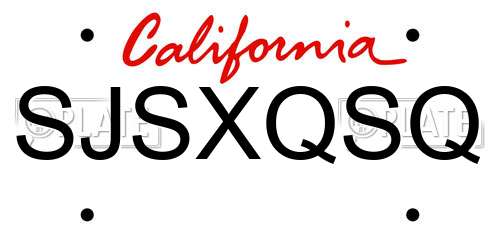 SJSXQSQ California License Plate