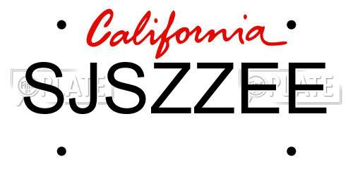SJSZZEE California License Plate