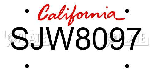 SJW8097 California License Plate