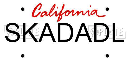 SKADADL California License Plate
