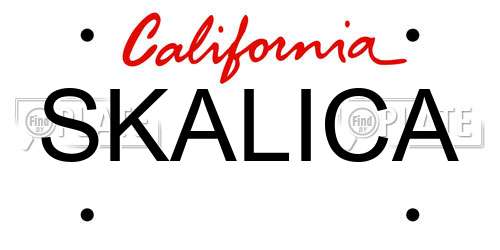 SKALICA California License Plate