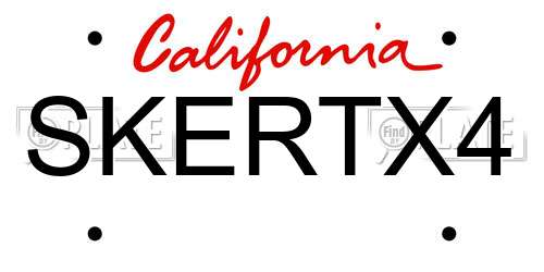 SKERTX4 California License Plate