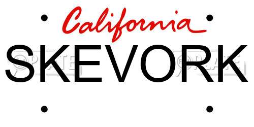 SKEVORK California License Plate