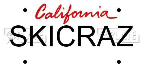 SKICRAZ California License Plate