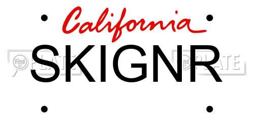 SKIGNR California License Plate
