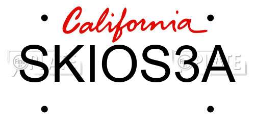SKIOS3A California License Plate