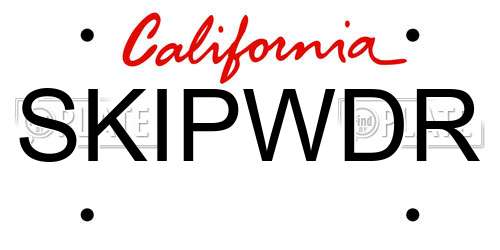 SKIPWDR California License Plate
