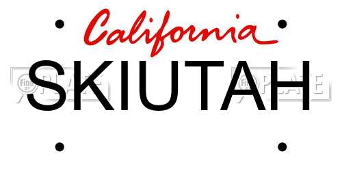 SKIUTAH California License Plate