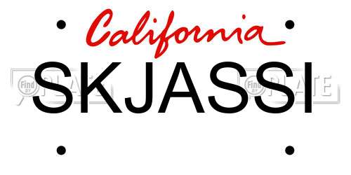 SKJASSI California License Plate
