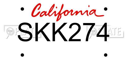 SKK274 California License Plate