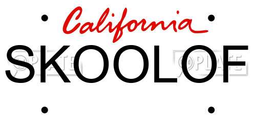 SKOOLOF California License Plate