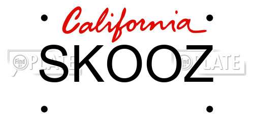 SKOOZ California License Plate