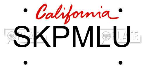 SKPMLU California License Plate
