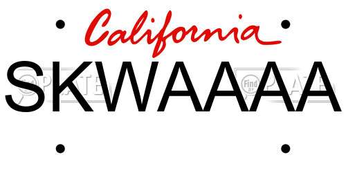 SKWAAAA California License Plate