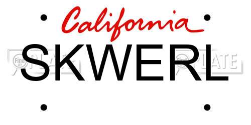 SKWERL California License Plate