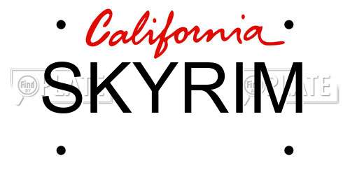 SKYRIM California License Plate