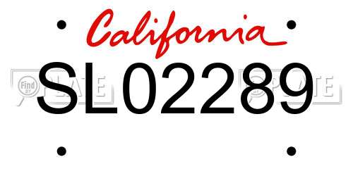 SL02289 California License Plate