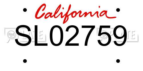 SL02759 California License Plate