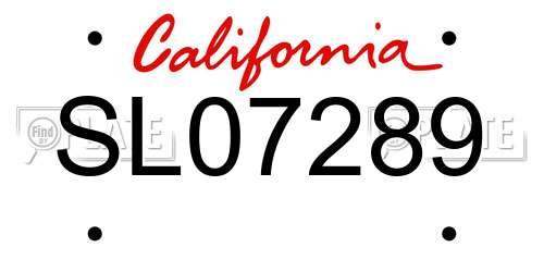 SL07289 California License Plate