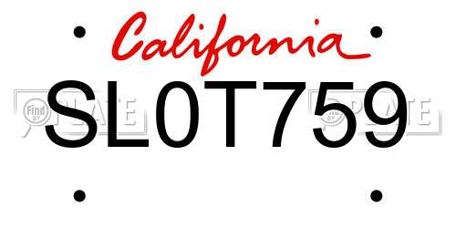 SL0T759 California License Plate