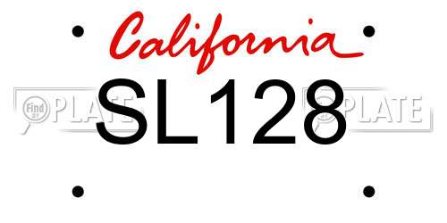 SL128 California License Plate