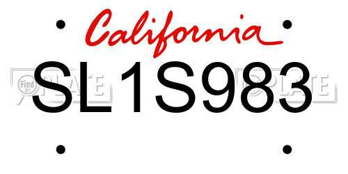 SL1S983 California License Plate