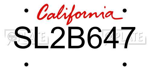 SL2B647 California License Plate
