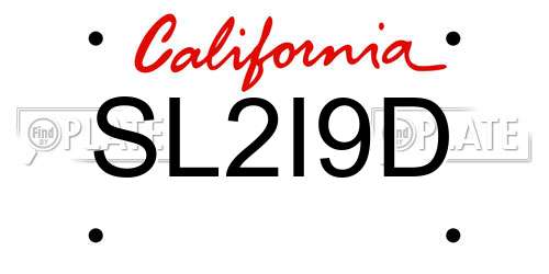 SL2I9D California License Plate