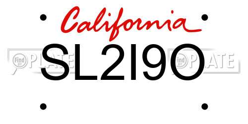 SL2I9O California License Plate