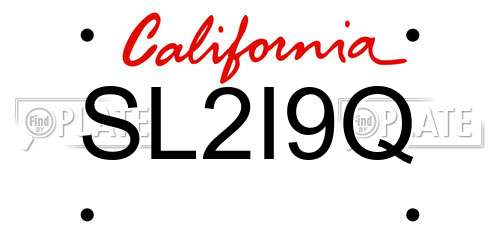 SL2I9Q California License Plate