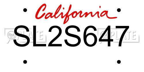 SL2S647 California License Plate