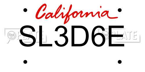 SL3D6E California License Plate