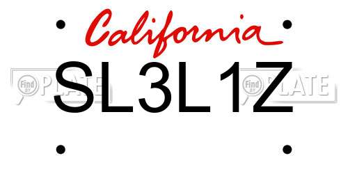 SL3L1Z California License Plate
