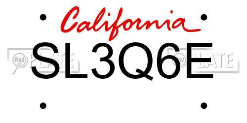 SL3Q6E California License Plate
