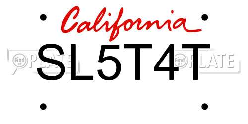 SL5T4T California License Plate