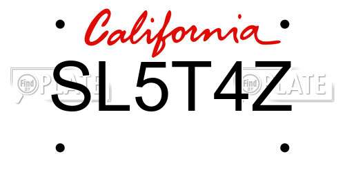 SL5T4Z California License Plate