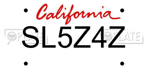SL5Z4Z California License Plate