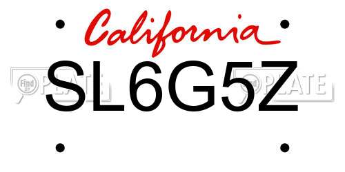 SL6G5Z California License Plate