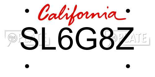SL6G8Z California License Plate