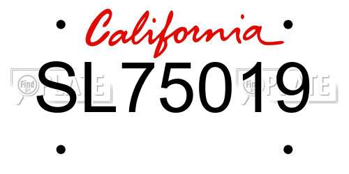 SL75019 California License Plate