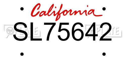 SL75642 California License Plate