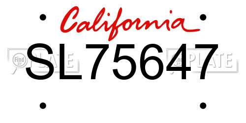 SL75647 California License Plate
